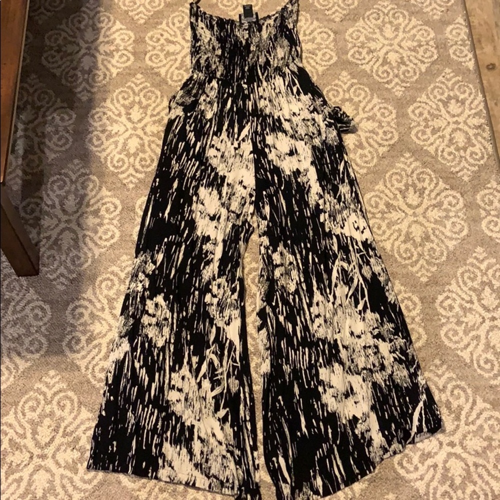 Black and white print jumpsuit